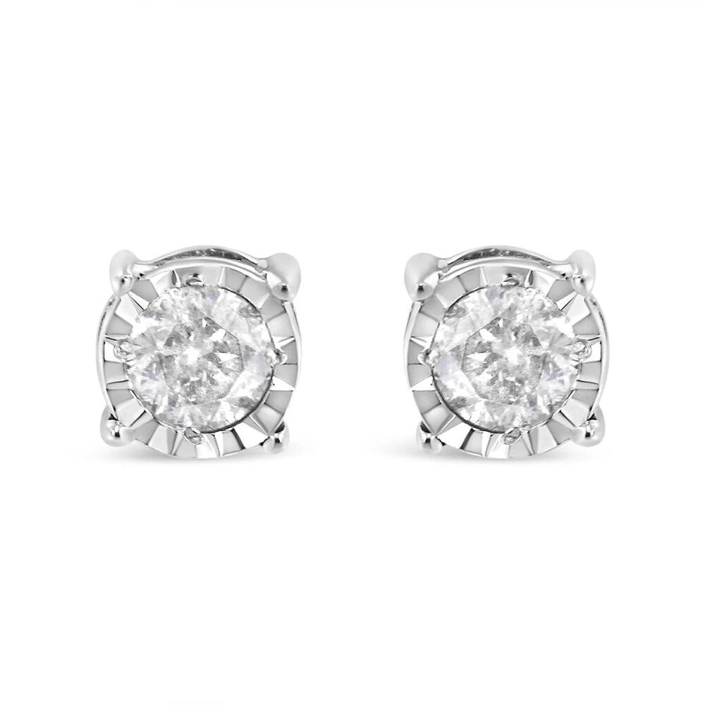 Haus of Brilliance Sterling Silver  Miracle-Set Diamond Solitaire Stud Earrings